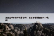 东亚足球杯积分榜排名表？ 东亚足球锦标赛2019赛程？