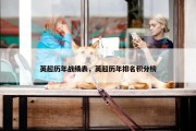 英超历年战绩表，英超历年排名积分榜