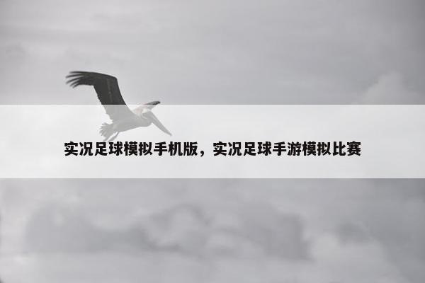 实况足球模拟手机版，实况足球手游模拟比赛