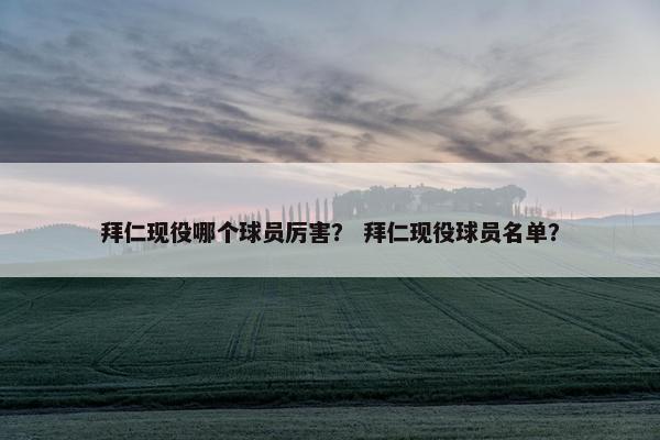 拜仁现役哪个球员厉害？ 拜仁现役球员名单？