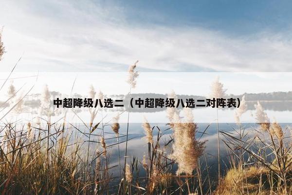 中超降级八选二（中超降级八选二对阵表）