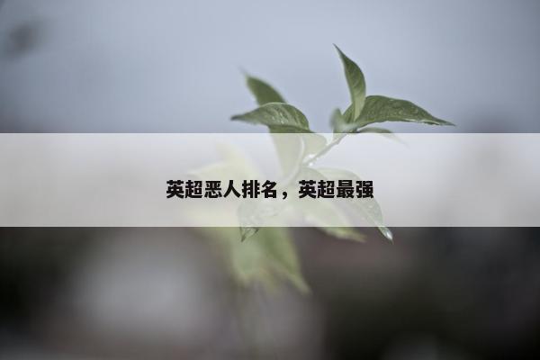 英超恶人排名，英超最强