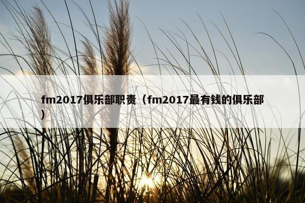 fm2017俱乐部职责（fm2017最有钱的俱乐部）