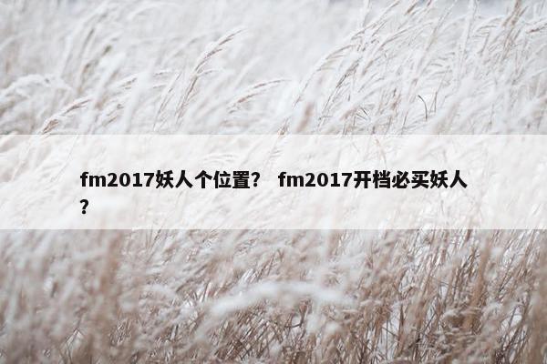 fm2017妖人个位置？ fm2017开档必买妖人？