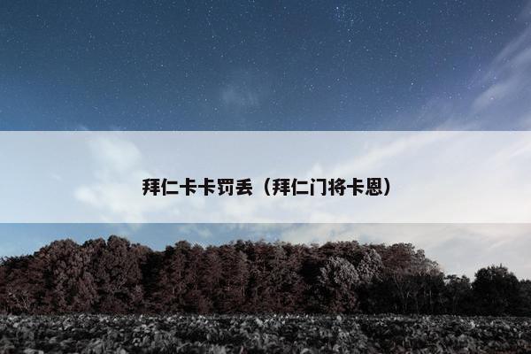 拜仁卡卡罚丢（拜仁门将卡恩）