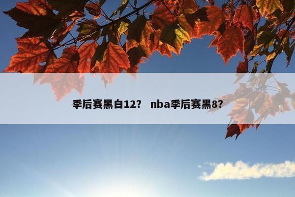季后赛黑白12？ nba季后赛黑8？