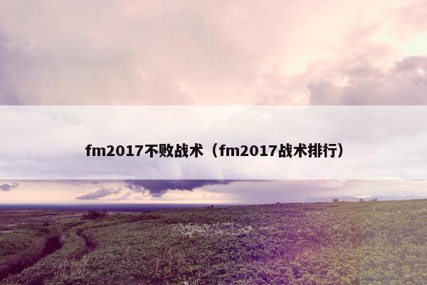 fm2017不败战术（fm2017战术排行）