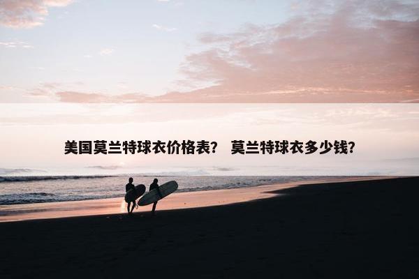 美国莫兰特球衣价格表？ 莫兰特球衣多少钱？