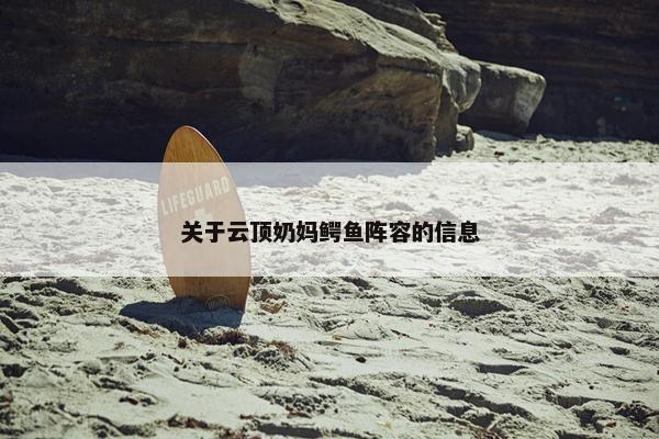 关于云顶奶妈鳄鱼阵容的信息