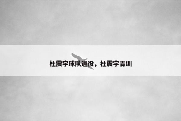 杜震宇球队退役，杜震宇青训