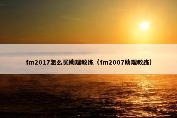 fm2017怎么买助理教练（fm2007助理教练）