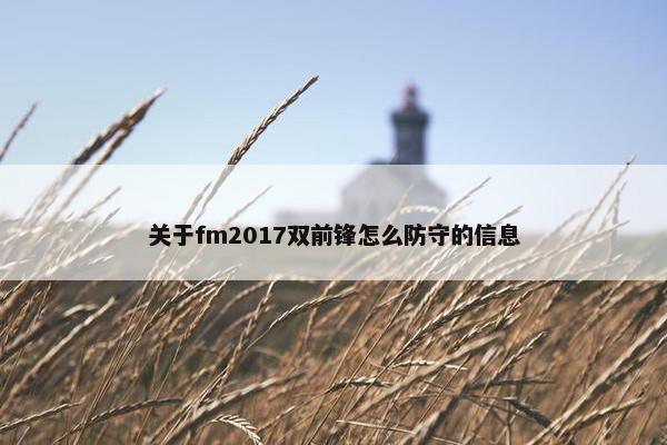 关于fm2017双前锋怎么防守的信息