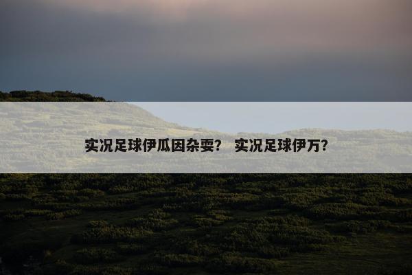 实况足球伊瓜因杂耍？ 实况足球伊万？