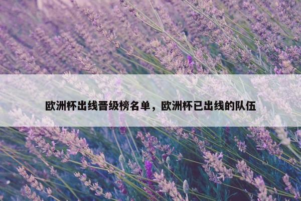 欧洲杯出线晋级榜名单，欧洲杯已出线的队伍