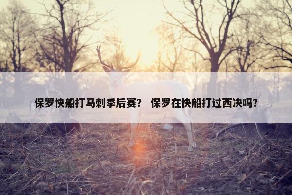 保罗快船打马刺季后赛？ 保罗在快船打过西决吗？