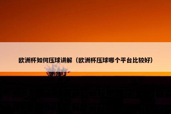 欧洲杯如何压球讲解（欧洲杯压球哪个平台比较好）