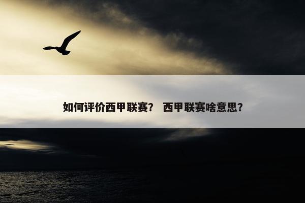 如何评价西甲联赛？ 西甲联赛啥意思？