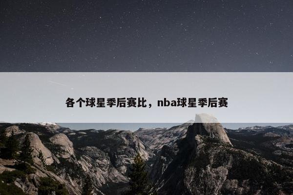 各个球星季后赛比，nba球星季后赛