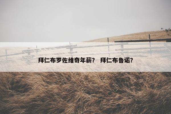 拜仁布罗佐维奇年薪？ 拜仁布鲁诺？
