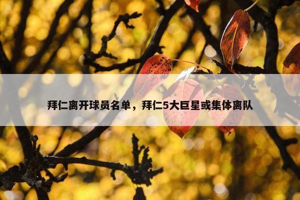 拜仁离开球员名单，拜仁5大巨星或集体离队