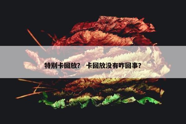 特别卡回放？ 卡回放没有咋回事？