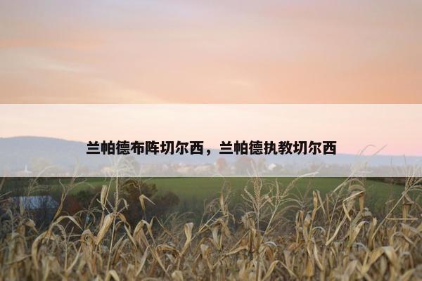 兰帕德布阵切尔西，兰帕德执教切尔西
