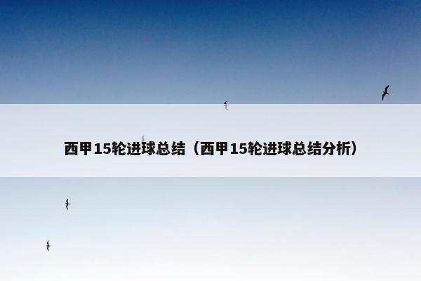 西甲15轮进球总结（西甲15轮进球总结分析）