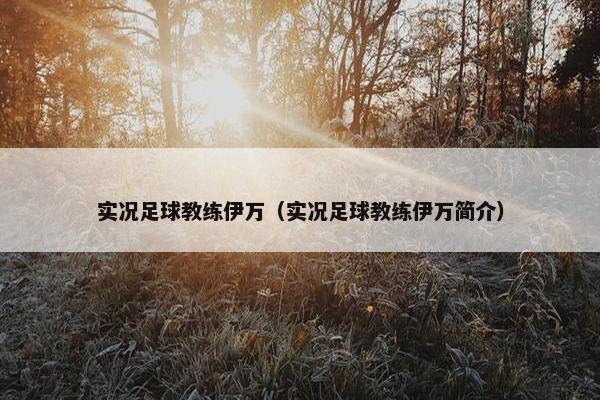 实况足球教练伊万（实况足球教练伊万简介）