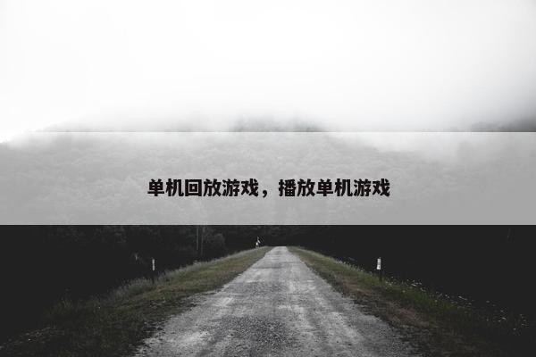单机回放游戏，播放单机游戏