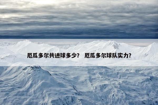 厄瓜多尔共进球多少？ 厄瓜多尔球队实力？