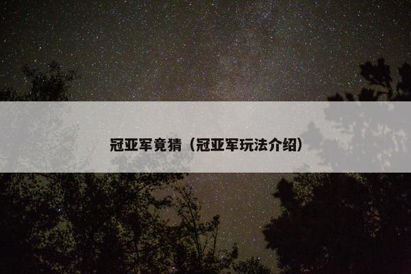 冠亚军竟猜（冠亚军玩法介绍）