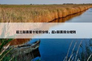 超三联赛第十轮积分榜，超z联赛得分规则
