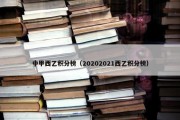 中甲西乙积分榜（20202021西乙积分榜）