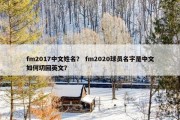 fm2017中文姓名？ fm2020球员名字是中文如何切回英文？
