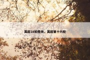 英超16轮胜负，英超第十六轮
