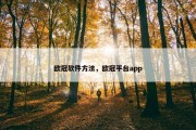欧冠软件方法，欧冠平台app