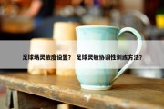 足球场灵敏度设置？ 足球灵敏协调性训练方法？
