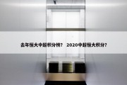 去年恒大中超积分榜？ 2020中超恒大积分？