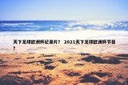 天下足球欧洲杯纪录片？ 2021天下足球欧洲杯节目？