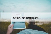 足球单关，足球单关是啥意思啊
