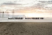 fm2017球员改造？ fm2017球员属性下降？