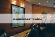 积分榜射手榜在哪看，积分榜排名
