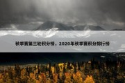 秋季赛第三轮积分榜，2020年秋季赛积分排行榜