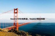 fm2017沙尔克阵容，fm2017阵型克制