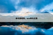 拳头赛程表，ww拳头比赛