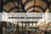 欧洲杯各队名单解析，欧洲杯各队球员介绍