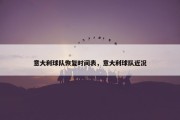 意大利球队恢复时间表，意大利球队近况