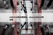 cBA2018积分榜排名，cba20192020积分榜