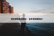 历年季后赛分排名？ 去年季后赛排名？
