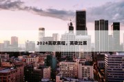 2024英歌赛程，英歌比赛